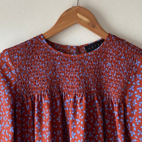 Hatch Womans Maternity Smocked Long Sleeve Peplum Blouse SZ 0 Slouchy Comfort - Picture 2 of 6